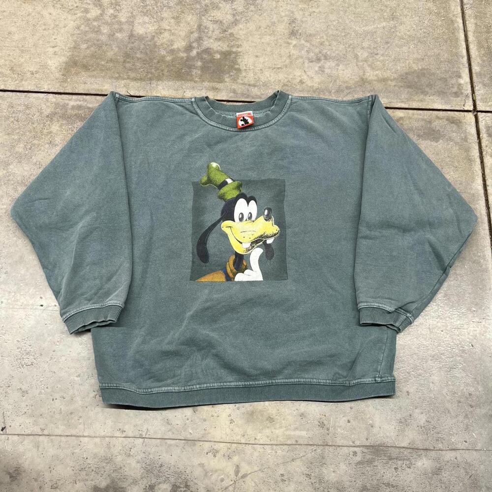 vintage goofy disney faded green box logo crewneck size small